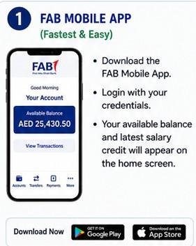 FAB Balance Check via FAB Mobile App